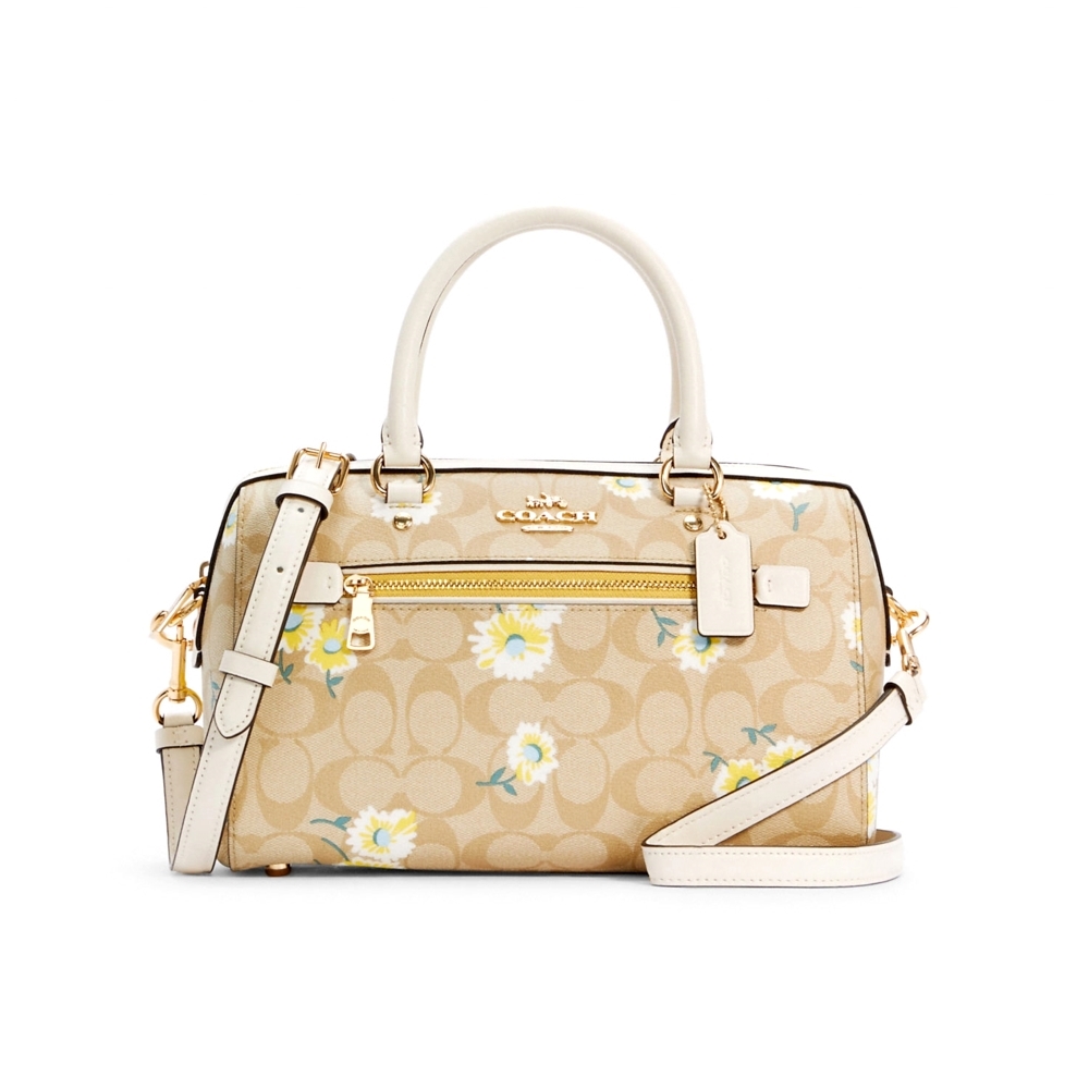 COACH C2849 ROWAN SATCHEL IN SIGNATURE CANVAS WITH DAISY PRINT (IMOTV) [C2849IMOTV]