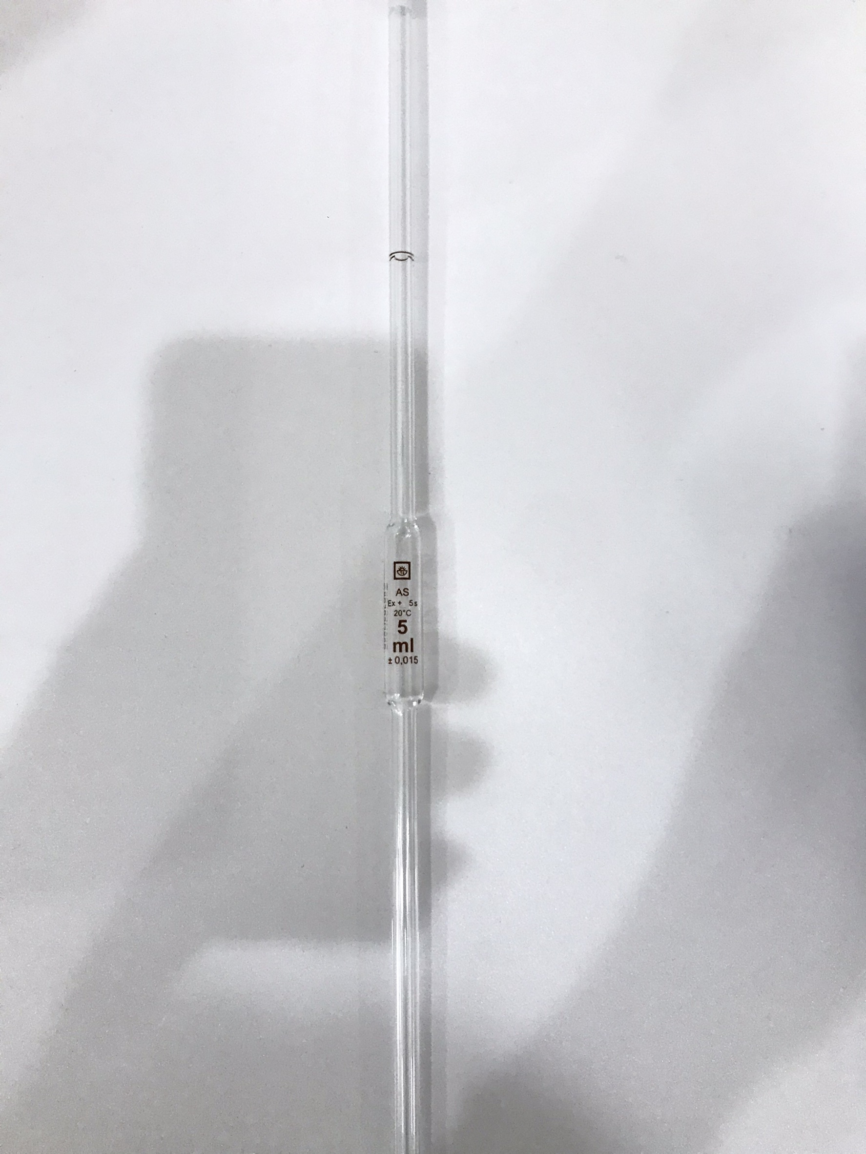 ปิเปตแก้วแบบกระเปาะ 5 ml Volumetric Pipette Class A "Qualicolor" Czech