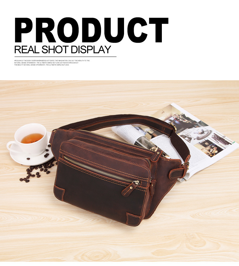 For You Leather LB45 กระเป๋าคาดอก คาดเอว ผู้ชาย หนังแท้ นูบัค ใบใหญ่ LB45