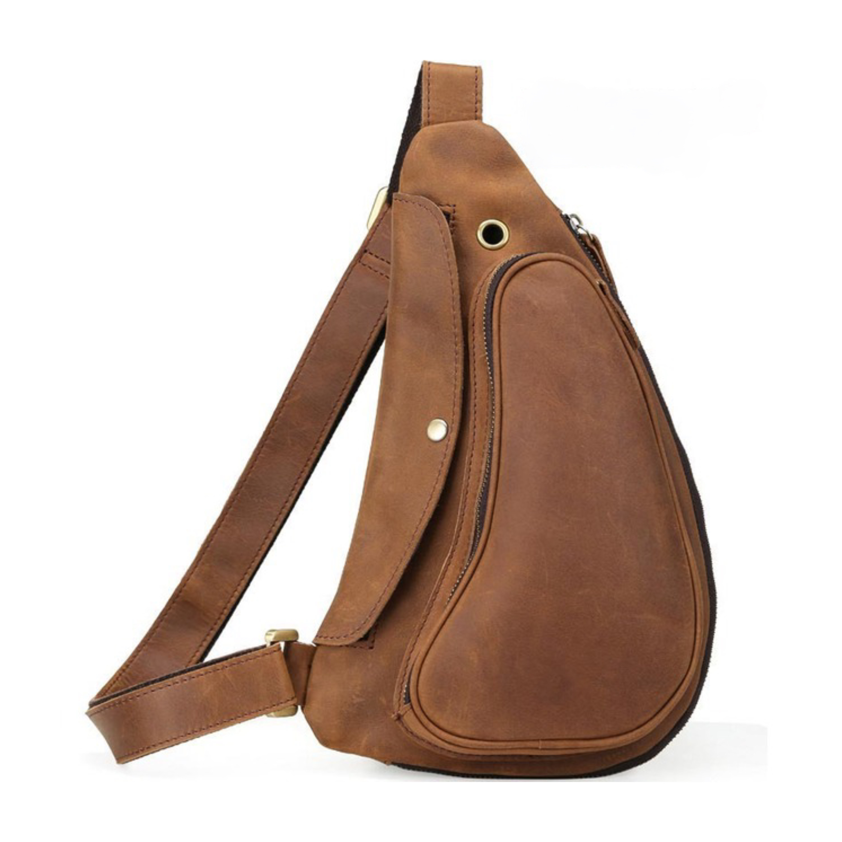 For You Leather LB48 กระเป๋าคาดอก กระเป๋าสะพายพาดลำตัว กระเป๋าผู้ชายหนังแท้ ทรงน้ำเต้า LB48