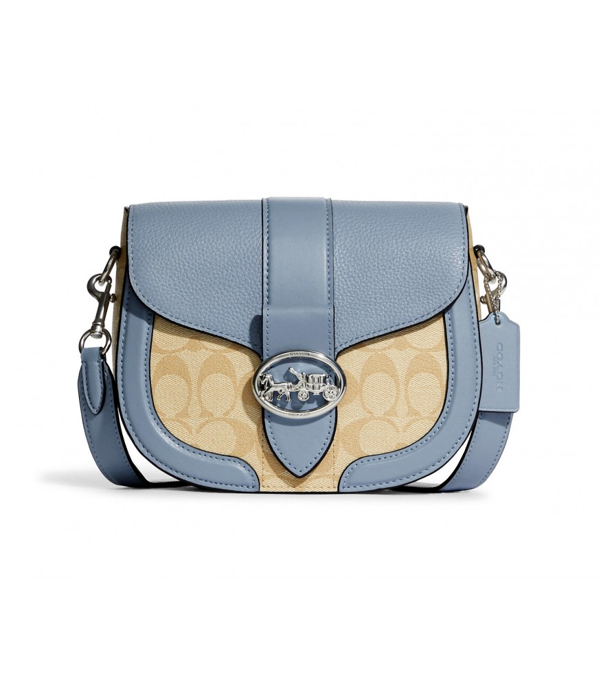 กระเป๋าสะพายข้าง COACH C2806 GEORGIE SADDLE BAG IN SIGNATURE CANVAS (SVTVS)[C2806SVTVS]