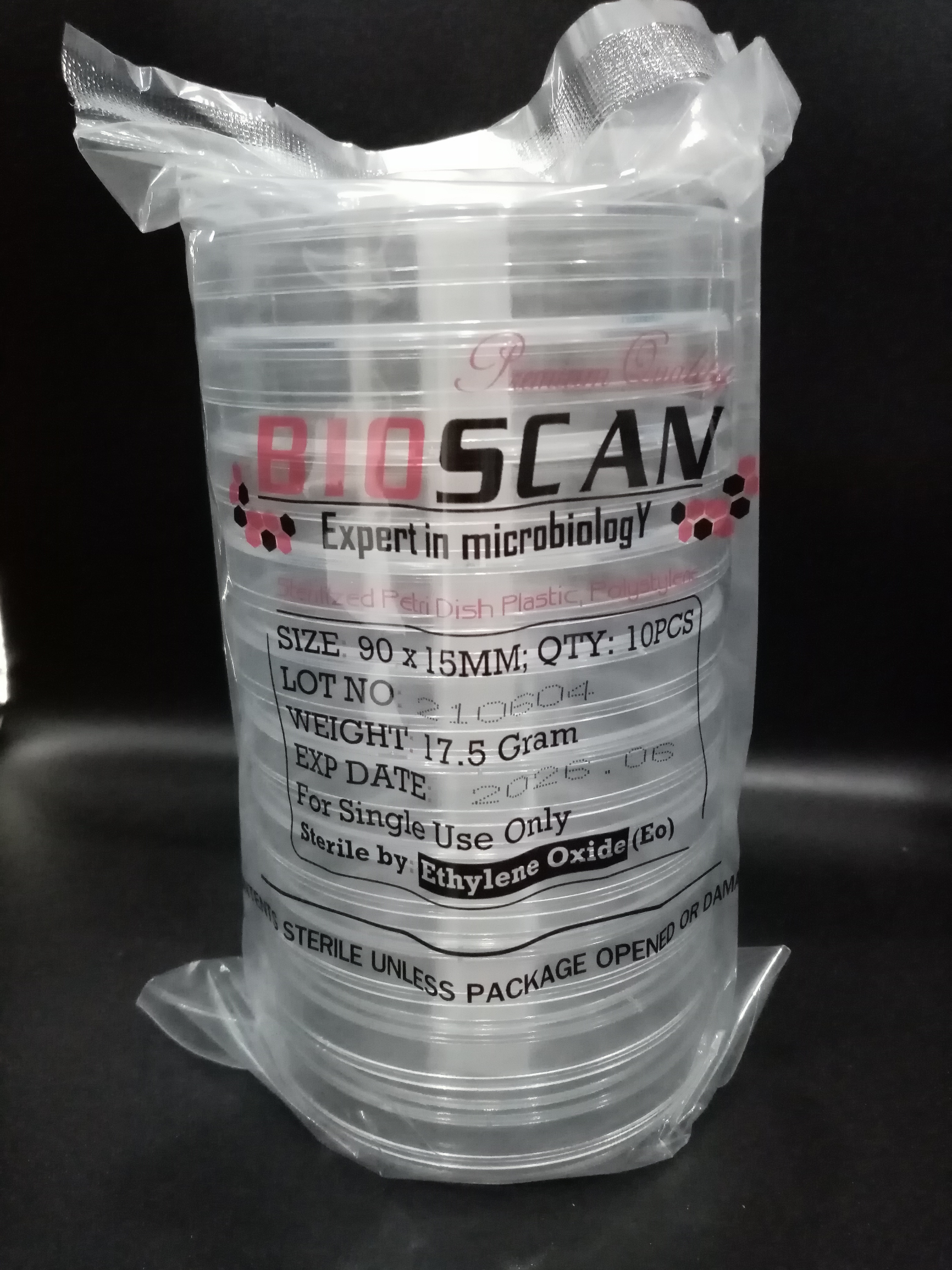 จานเลี้ยงเชื้อพลาสติก 90x15 mm Plastic Petri Dish "BIOSCAN" แพค(10 คู่)