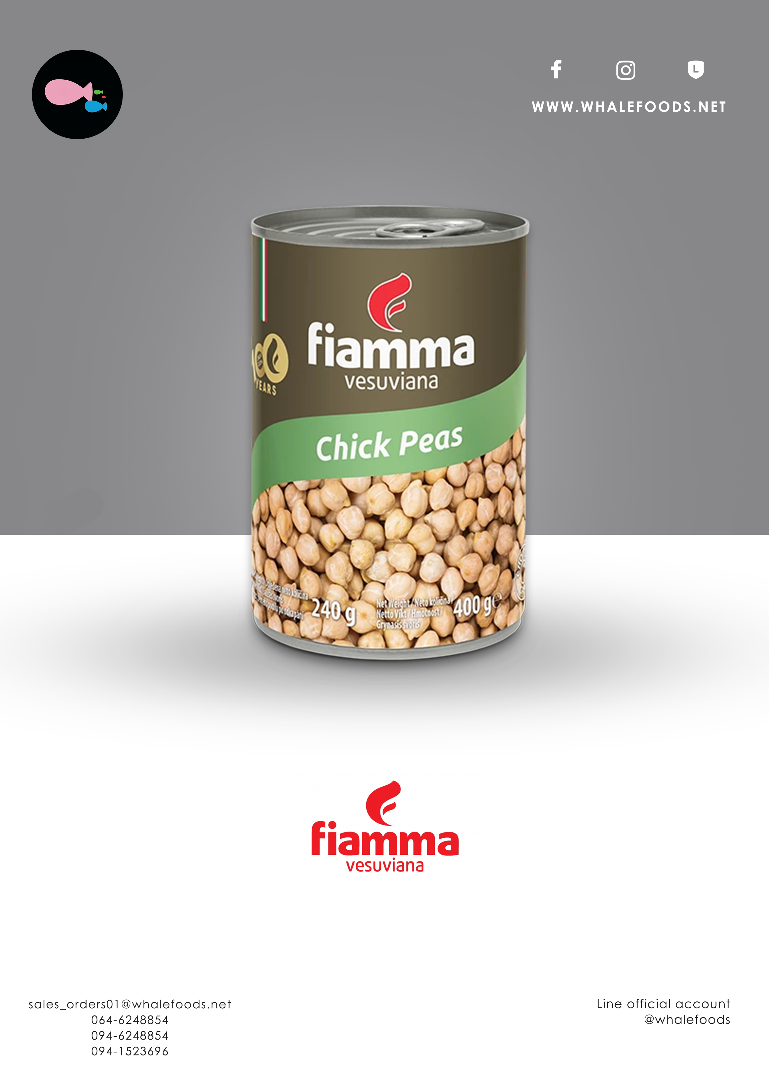 FIAMMA CHICK PEAS IN BRINE SIZE : 400 G.