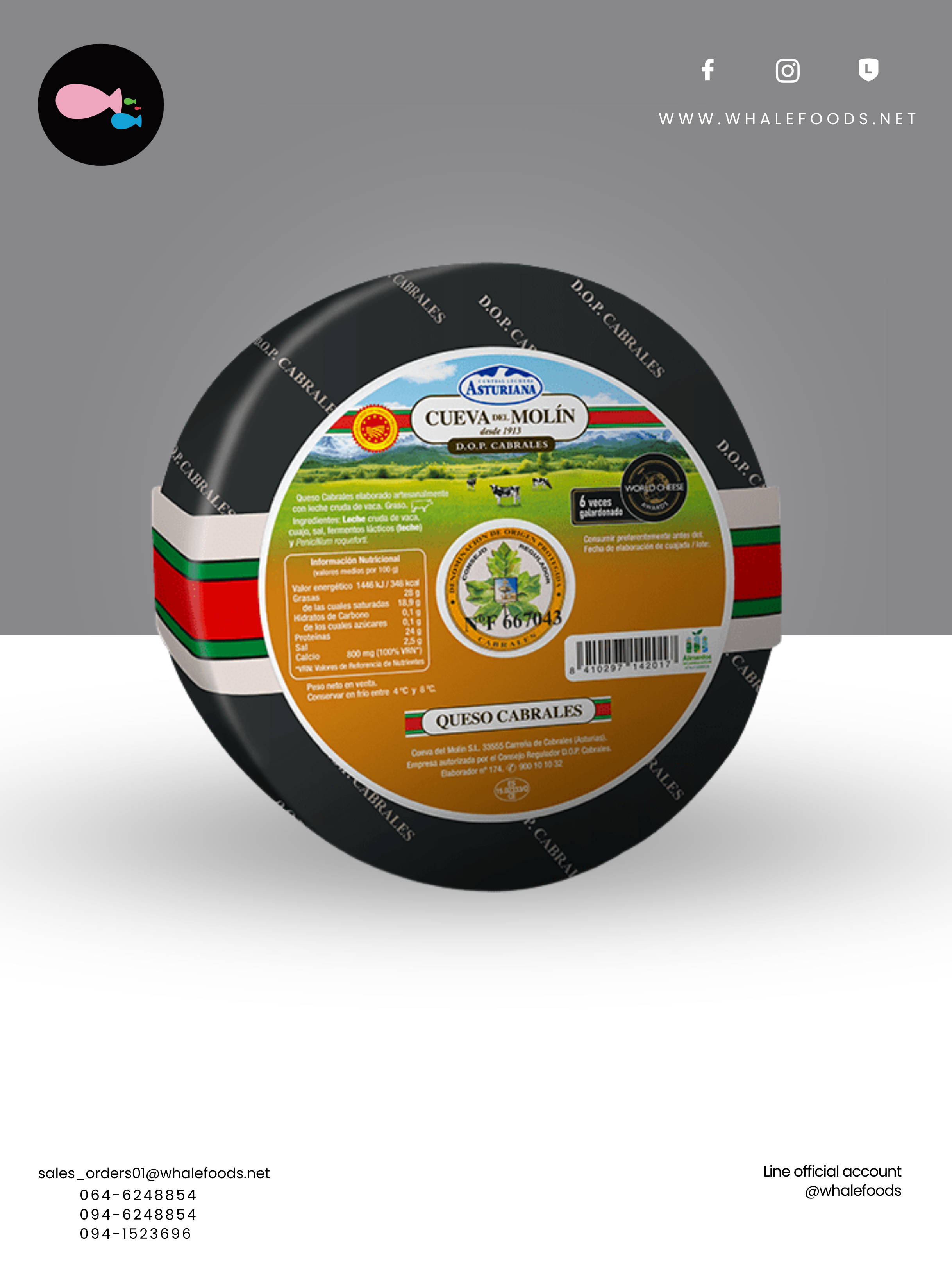 CABRALES BLUE CHEESE SIZE : 2.5 KG.