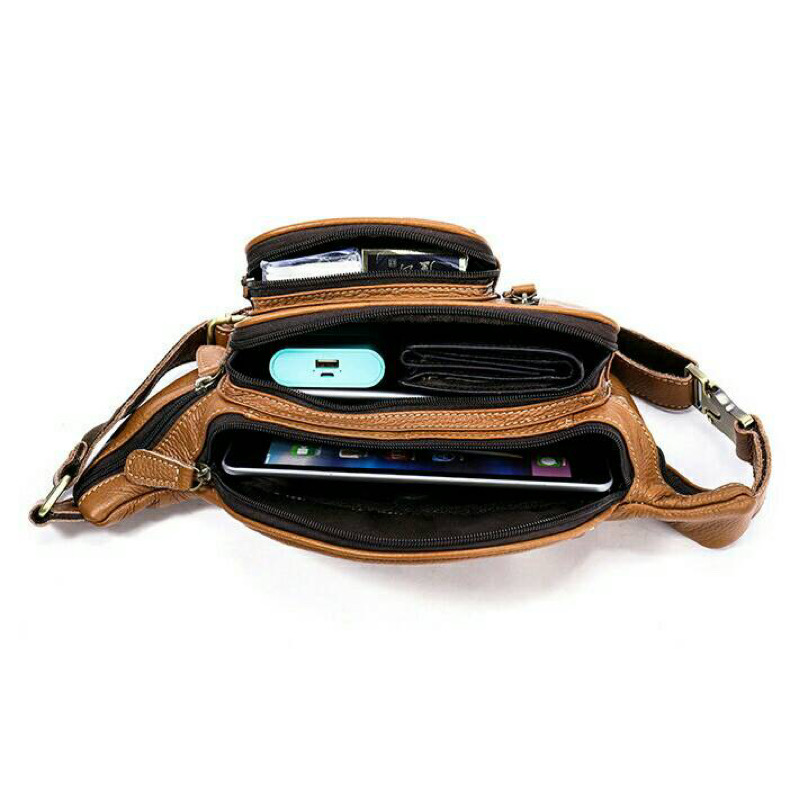 For You Leather LB28 กระเป๋าหนังคาดอก กระเป๋าหนังคาดเอว กระเป๋าหนังแม่ค้า หนังแท้ ช่องเยอะ LB28