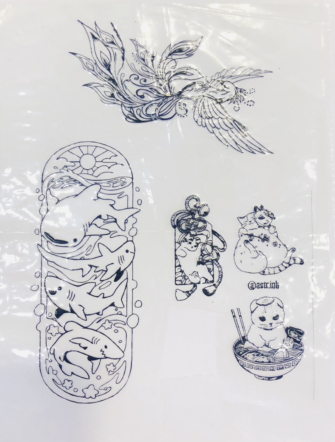 Professional Tattoo ฟิล์มพลาสติกลอกลายสัก A4