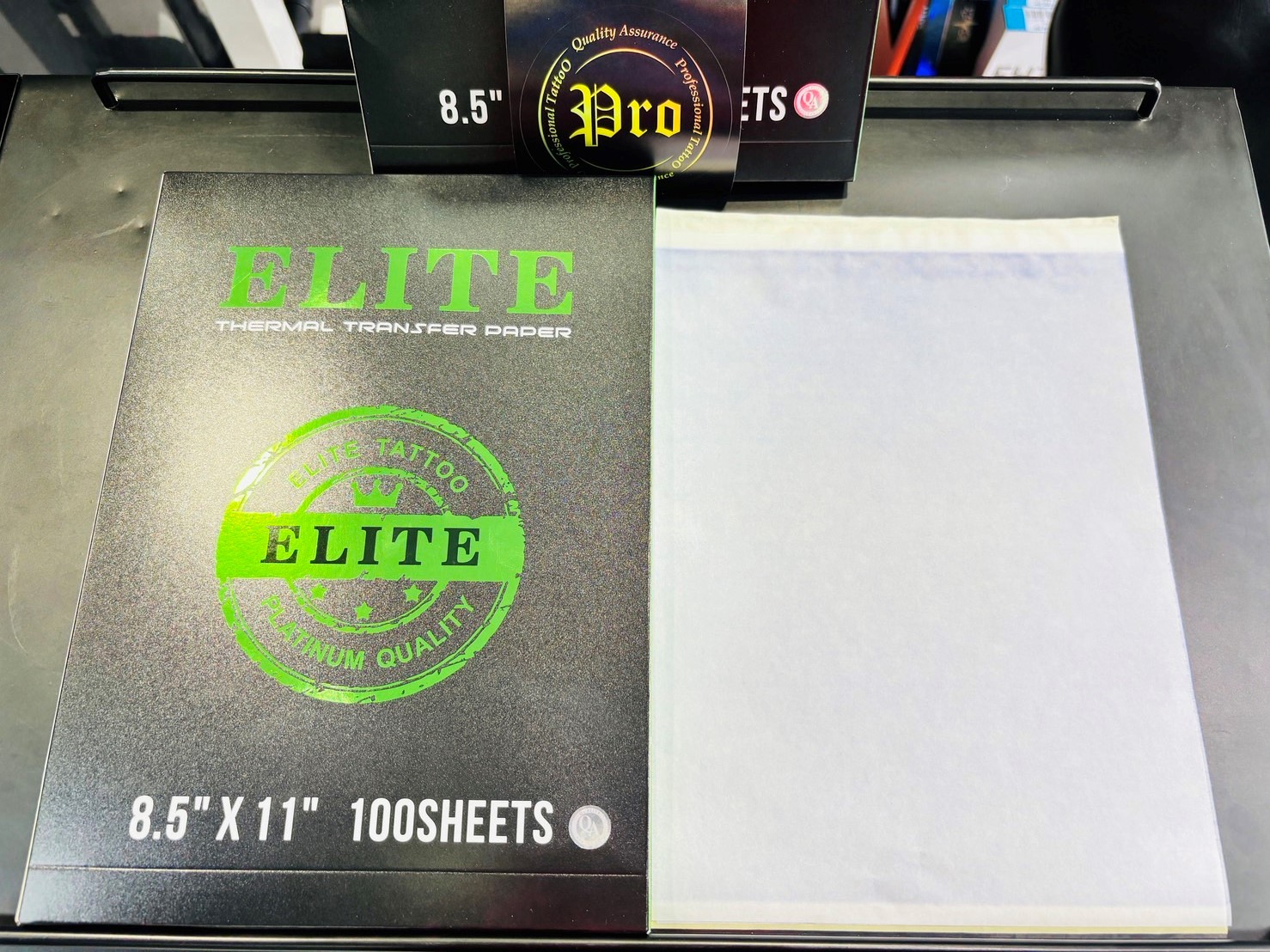 ELITE กระดาษลอกลาย ELITE THERMAL TRANSFER PAPER - BOX OF 100 SHEETS Size : 8.5"X11"กระดาษลอกลายแบบฟิล์มใช้กับเครื่องปริ์นเตอร์