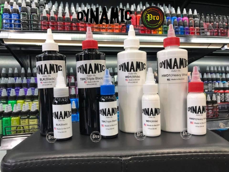 DYNAMIC DYNAMIC Color INK 8oz , 1oz หมึกสักไดนามิค ขนาด 8 ออนซ์ และ ขนาด 1 ออนซ์ TRIPLE BLACK ,Black , White 8oz , 1oz