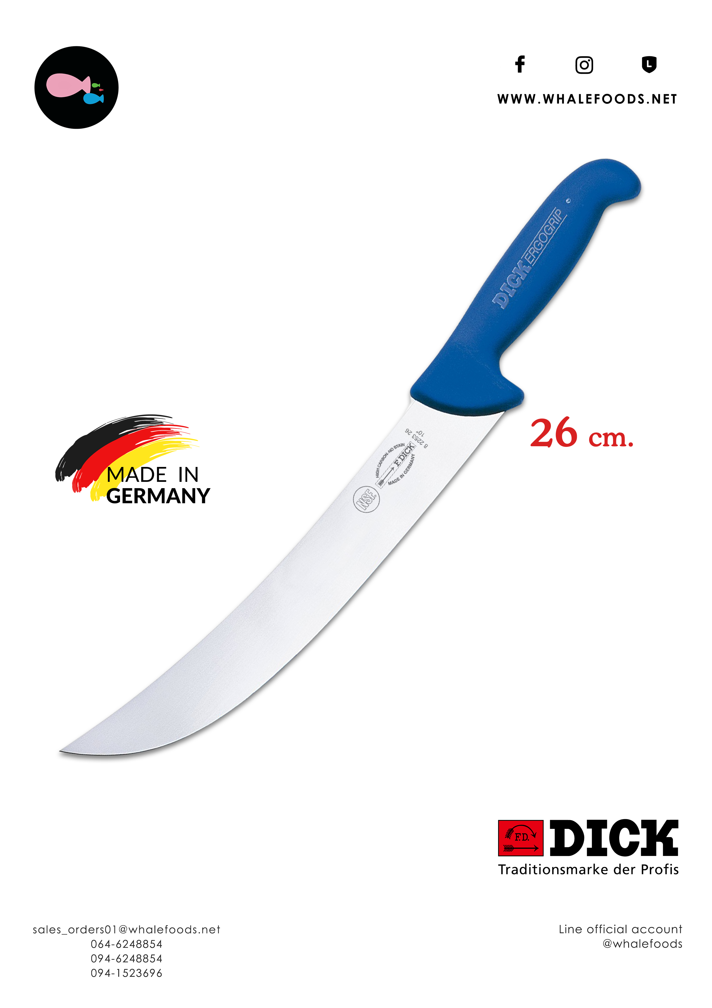 F. DICK BLOCK MESSER BUTCHER KNIFE