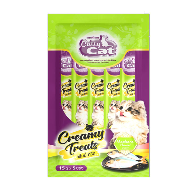 Catty Cat LF01 Creamy Treats รสปลาทู 15 กรัม (1x5) เขียว