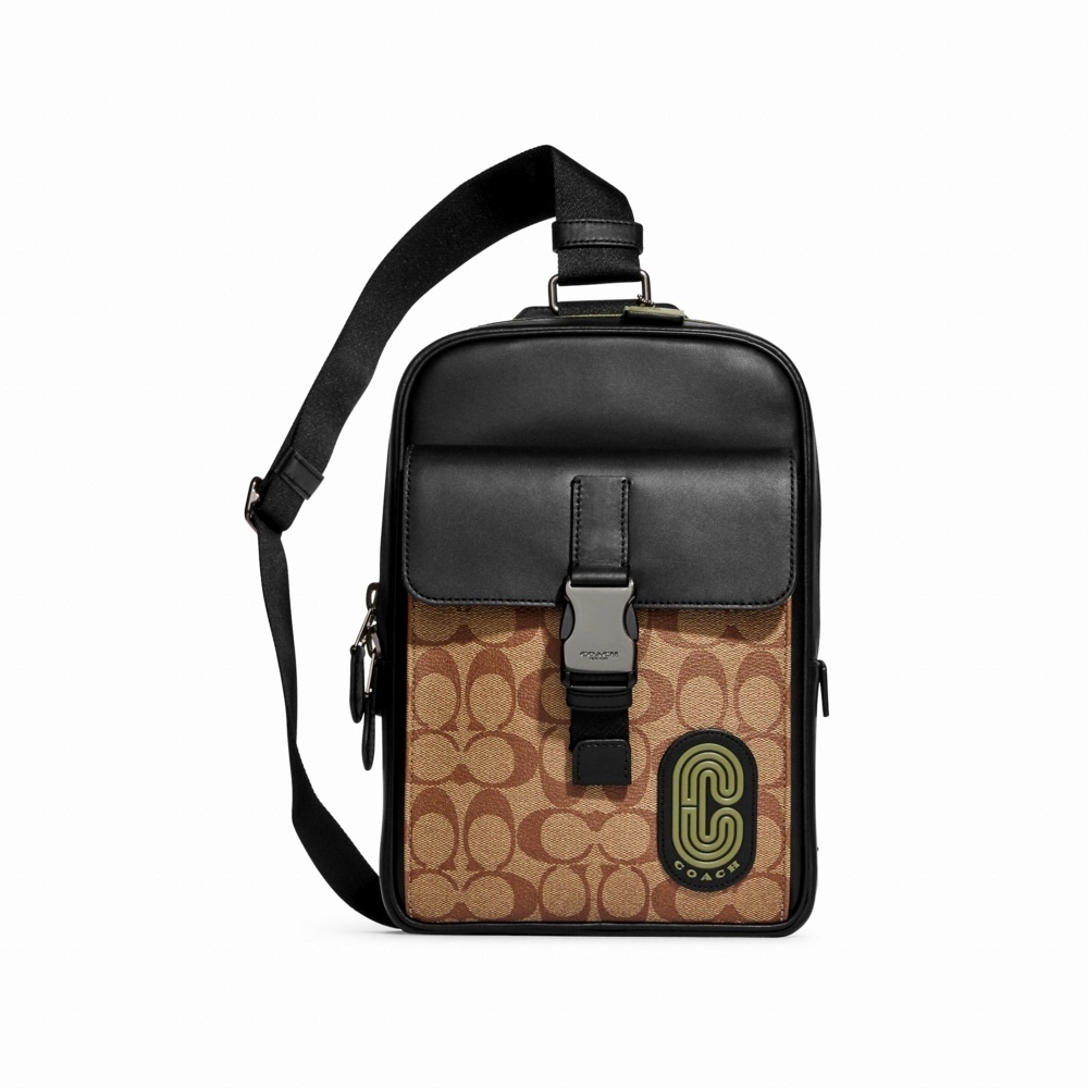 กระเป๋าคาดอกคาดเอว COACH CC017 TRACK PACK IN SIGNATURE CANVAS WITH COACH PATCH (QBUOX) [CC017QBUOX-MA]
