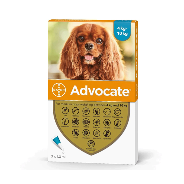 Advocate สุนัขน้ำหนัก 4-10 Kg 1.0 ml (สีฟ้า) **ราคาต่อ1หลอด**