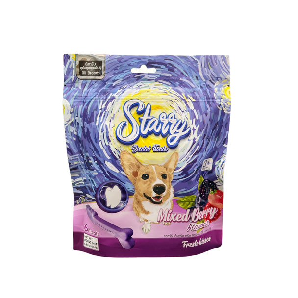 Starry Dental Treats ขนมขัดฟัน รสมิกซ์เบอรี่ 165 กรัม ( 6 แท่ง)