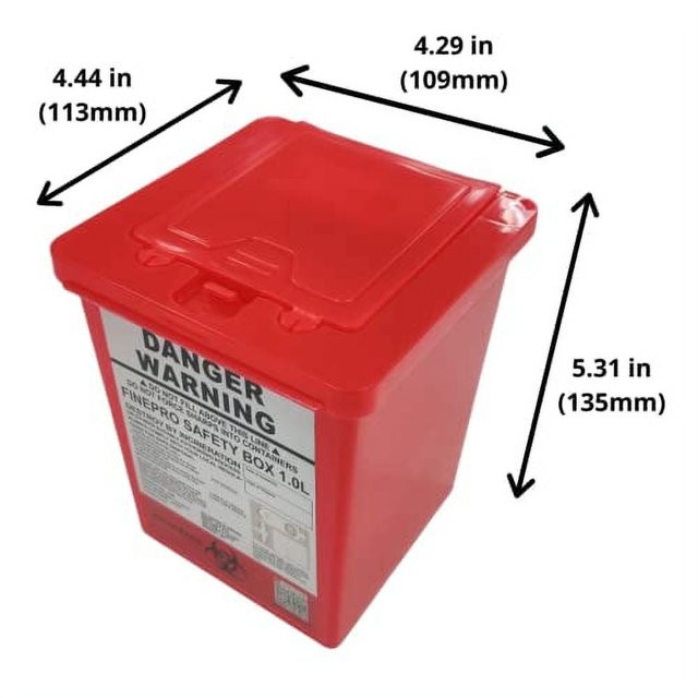 ถังทิ้งเข็มกล่องแดงสี่เหลี่ยมFinepro Safety Box ถังทิ้งเข็มกล่องแดงสี่เหลี่ยมFinepro Safety Box