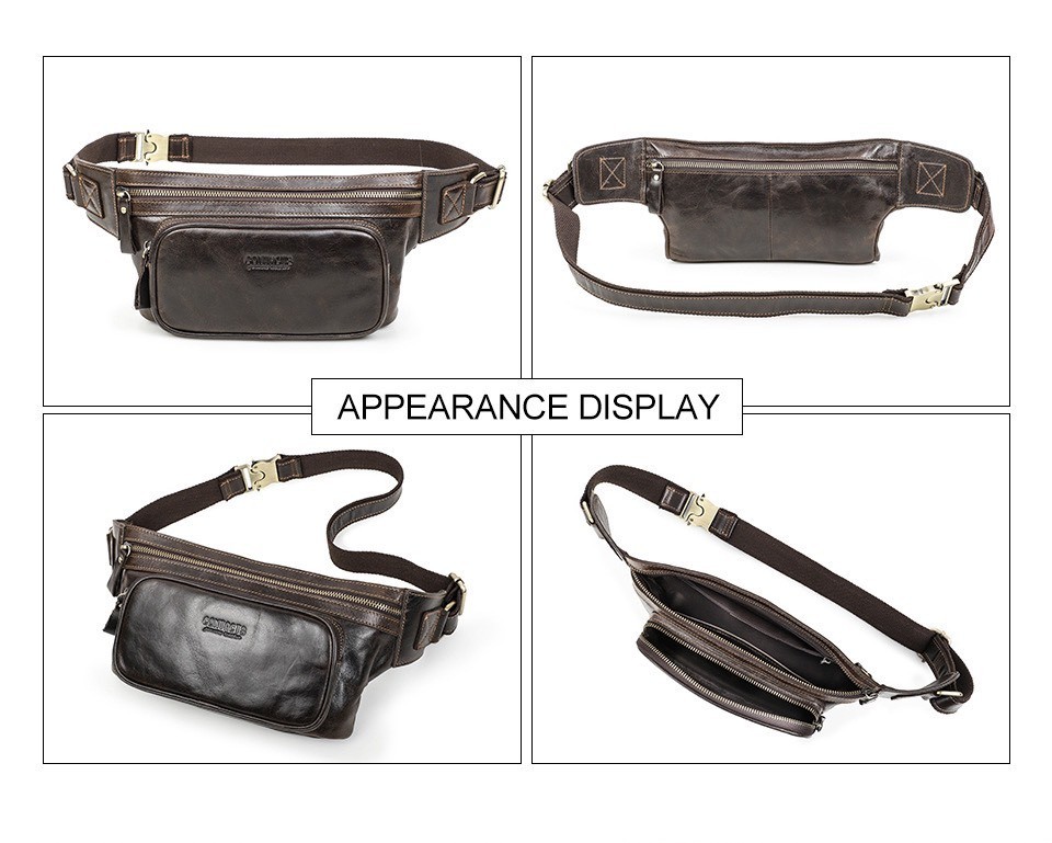 For You Leather LB33 กระเป๋าคาดเอว/คาดอก กระเป๋าผู้ชาย กระเป๋าหนังแท้ (สีกาแฟ) LB33