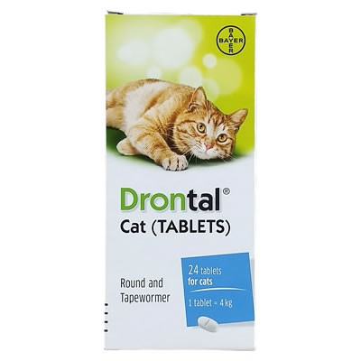 Drontal Plus ยาถ่ายพยาธิ (แมว) 1:4 Kg **ราคาต่อ1เม็ด**