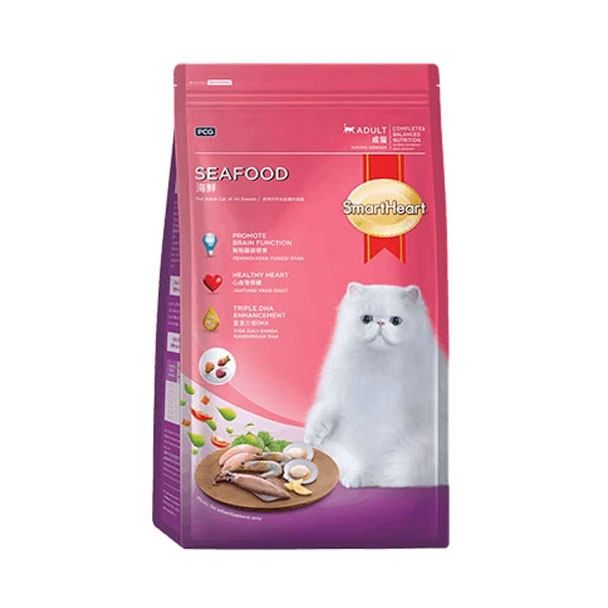 Smart heart อาหารเม็ด (แมวโต-รสซีฟู้ด) 1.2 kg.