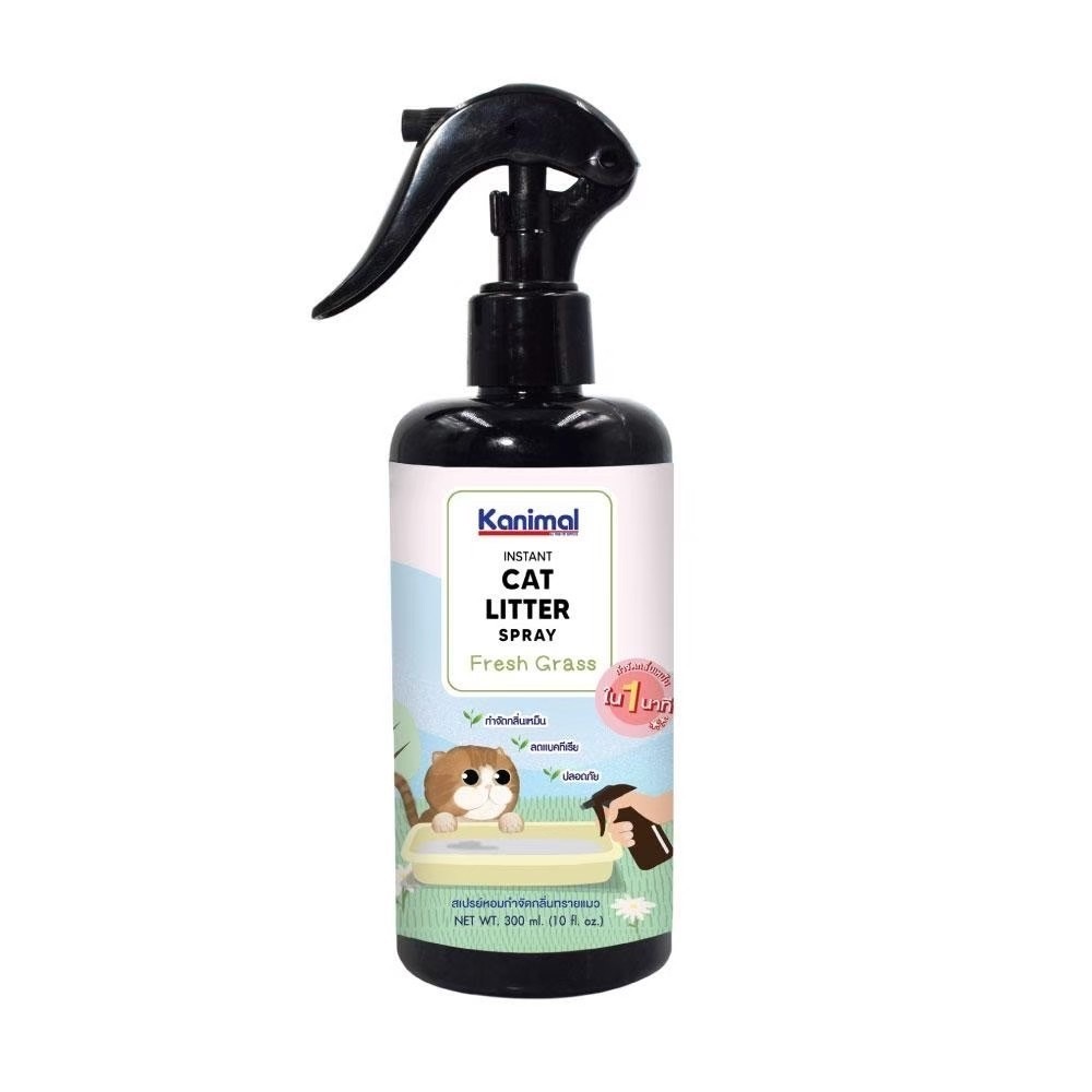 Kanimal 702-48228 สเปรย์กำจัดกลิ่นทรายแมว กลิ่น Fresh Grass 300 มล.