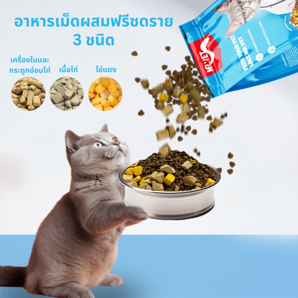 Mr.Vet แมวโต สูตรไก่และเนื้อวัว 1 Kg