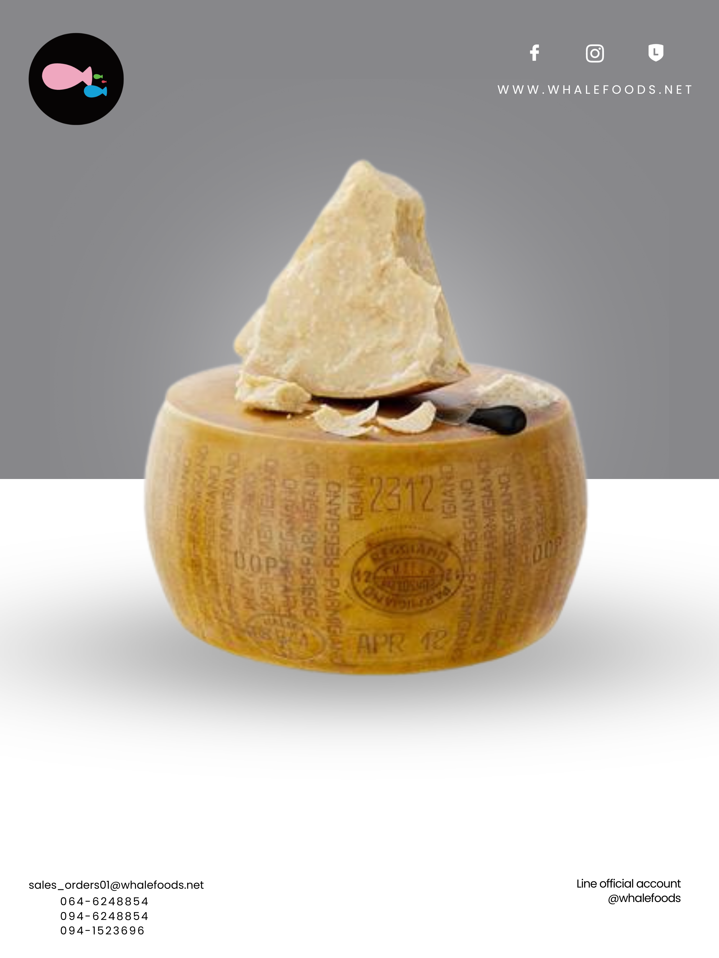 PARMIGIANO REGGIANO 24M SIZE : 1 KG. / 40 KG.