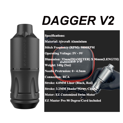 EZ เครื่องสักDagger V2 Rotary Tattoo Pen Machine BY EZ