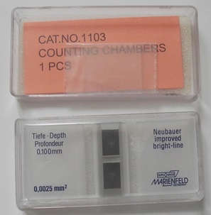 สไลด์นับเม็ดเลือด Counting Chamber Improved Neubauer พร้อมกระจกปิดสไลด์