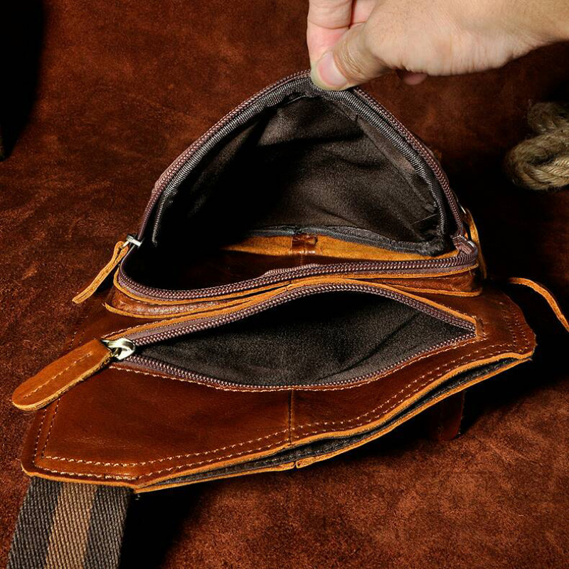 For You Leather LB32 กระเป๋าคาดอก ผู้ชาย หนังแท้ ทรงสี่เหลี่ยม LB32