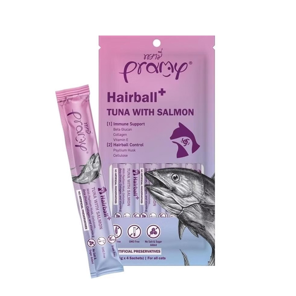 Pramy SM3 Hairball+ ทูน่าแซลมอน สมูทตี้ 56 กรัม (14gx4)