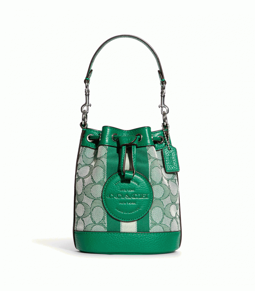 กระเป๋าสะพายข้าง COACH C8322 MINI DEMPSEY BUCKET BAG IN SIGNATURE JACQUARD WITH STRIPE AND COACH PATCH (SVGN)[C8322SVGN]