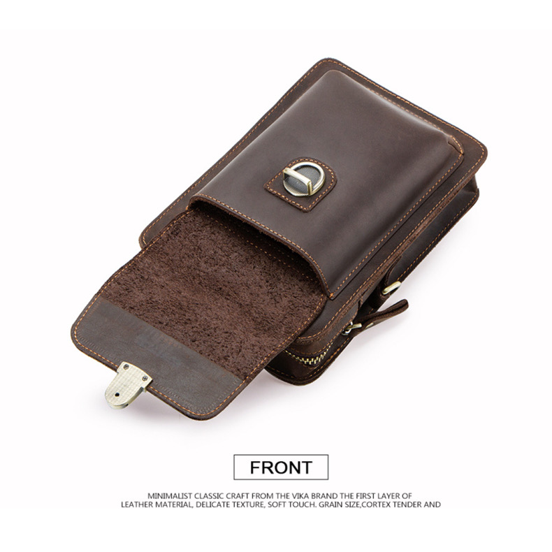 For You Leather LB27 กระเป๋าคาดเข็มขัด กระเป๋าใส่มือถือ กระเป๋าสะพายข้าง ใบเล็ก หนังแท้ (กาแฟ) LB27