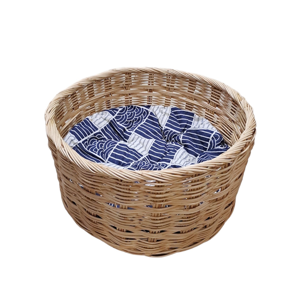 PW ตระกร้าหวายแมว+เบาะขน / Size L / 15 นิ้ว