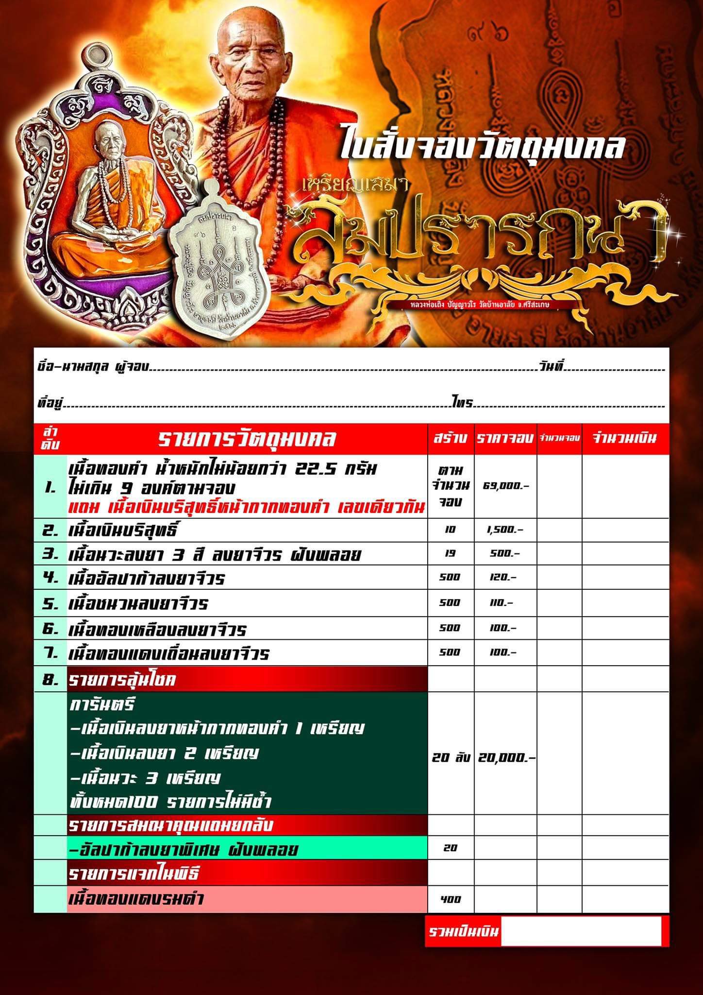 ปิดจอง เสมาสมปรารถนา หลวงปู่เถิง ปัญญาวโร