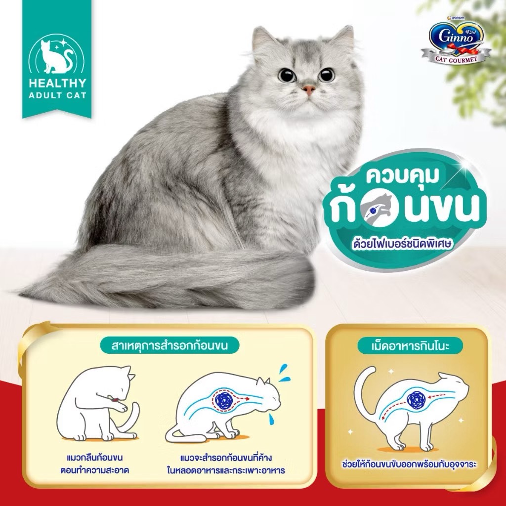 Ginno อาหารเม็ด สูตรดูแลปัญหาก้อนขน 1.3 กิโล.