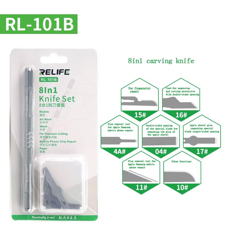 ชุดมีดขูดกาว RELIFE RL-101B 8-In-1(เครื่องมือช่างซ่อมมือถือ)