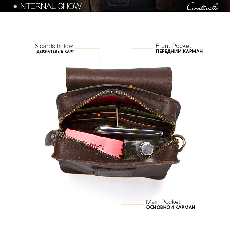 For You Leather LB27 กระเป๋าคาดเข็มขัด กระเป๋าใส่มือถือ กระเป๋าสะพายข้าง ใบเล็ก หนังแท้ (กาแฟ) LB27