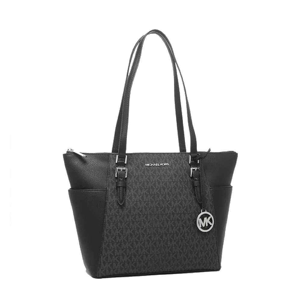 กระเป๋าสะพายไหล่ Michael Kors 35T0SCFT3B CHARLOTTE TOTE IN SIGNATURE CANVAS (BLACK) [35T0SCFT3BBLACK-MA]