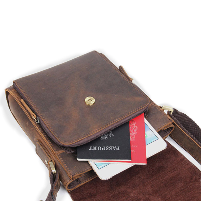 For You Leather LB37 กระเป๋าสะพายข้าง ผู้ชาย หนังแท้ นูบัค ขนาดพกพา LB37