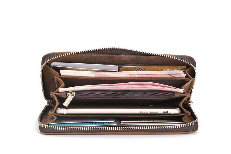 For You Leather WL11 กระเป๋าสตางค์ ผู้ชาย ใบยาว หนังแท้ แบบซิบ WL11