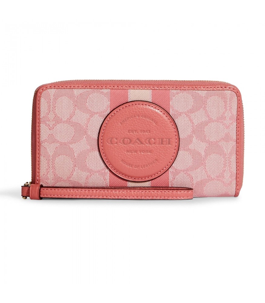 COACH C9073 DEMPSEY LARGE PHONE WALLET IN SIGNATURE JACQUARD WITH STRIPE AND COACH PATCH (IMRRJ) [C9073IMRRJ]
