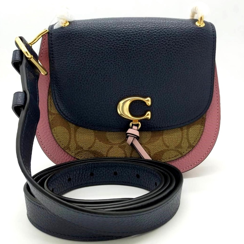 IM/KHAKI/ MIDNIGHT MULTI COACH 2316 REMI SADDLE BAG IN COLORBLOCK SIGNATURE CANVAS (IMR34) [2316IMR34]