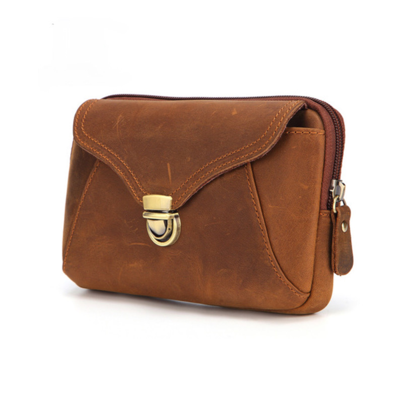 For You Leather LB63 กระเป๋าคาดเข็มขัด ใส่โทรศัพท์ หนังแท้ (น้ำตาล) LB63