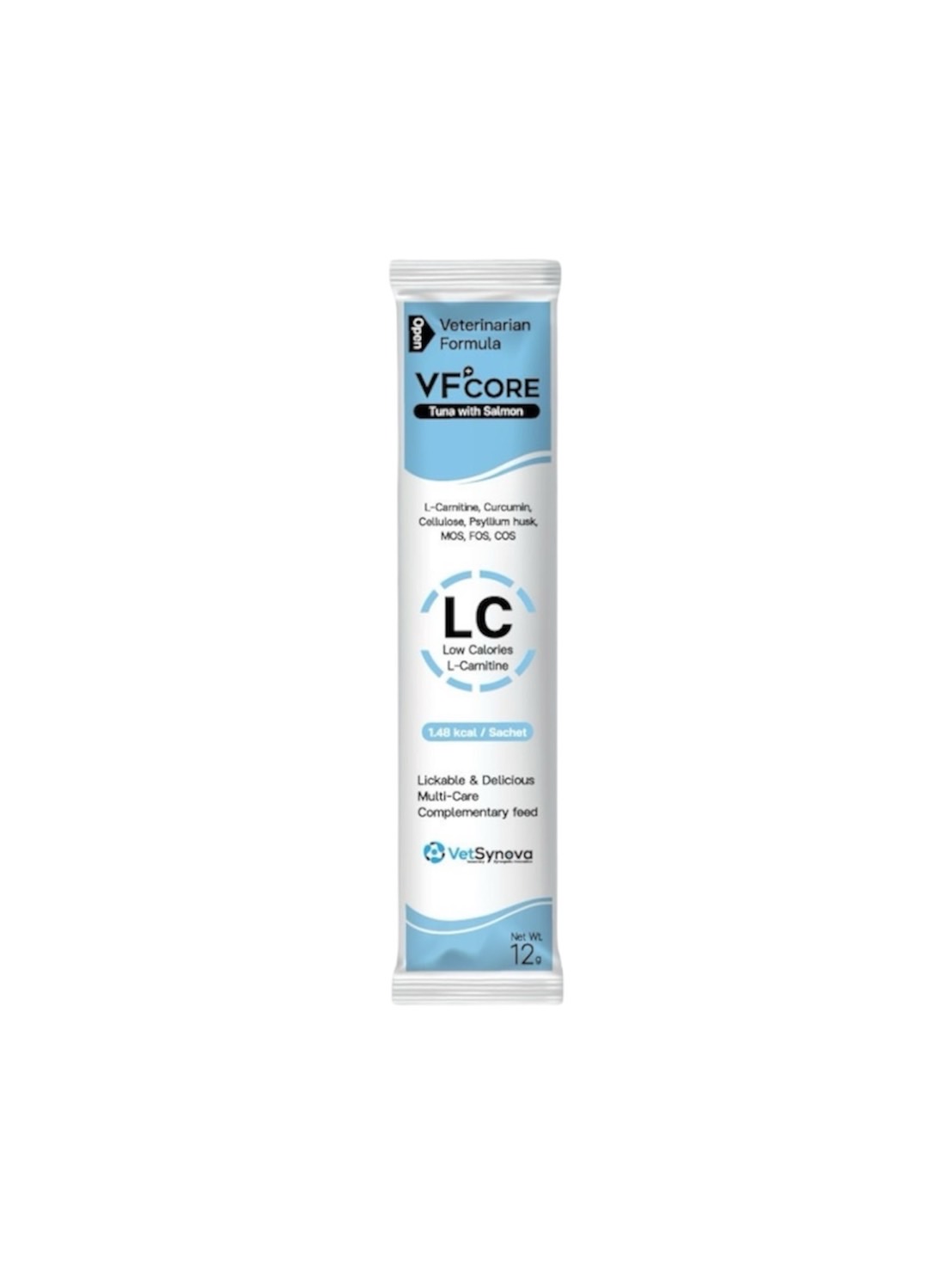 VF+core LC ไขมันต่ำ สูตรควบคุมน้ำหนัก ส่งเสริมการเผาผลาญ ทูน่ากับแซลมอน 12 กรัม (สำหรับแมวเท่านั้น)
