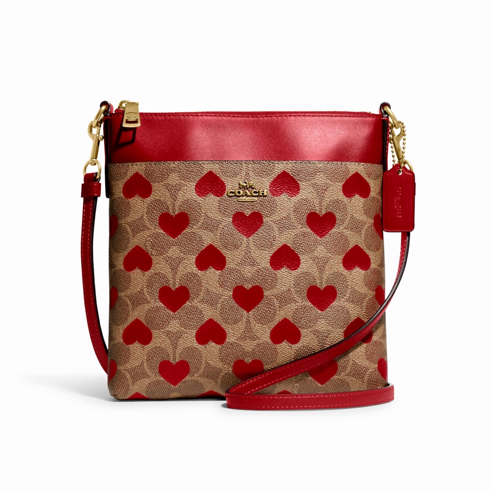 COACH C8549 KITT MESSENGER CROSSBODY IN SIGNATURE CANVAS WITH HEART PRINT (B4P22) [C8549B4P22-RB]