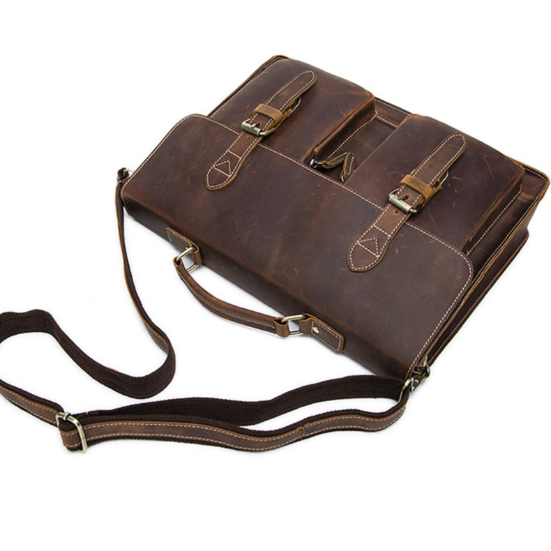 For You Leather LB56 กระเป๋าถือผู้ชายหนังแท้ กระเป๋าเอกสาร กระเป๋าโน๊ตบุ๊ค (น้ำตาล) LB56