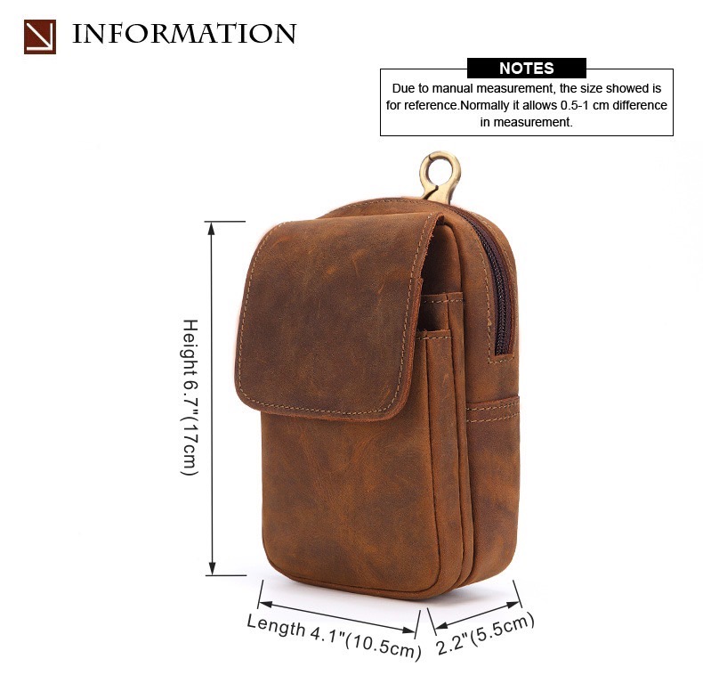 For You Leather LB64 กระเป๋าร้อยเข็มขัด ค้องหูกางเกง หนังแท้ กระเป๋าใส่มือถือ คาดเอว LB64