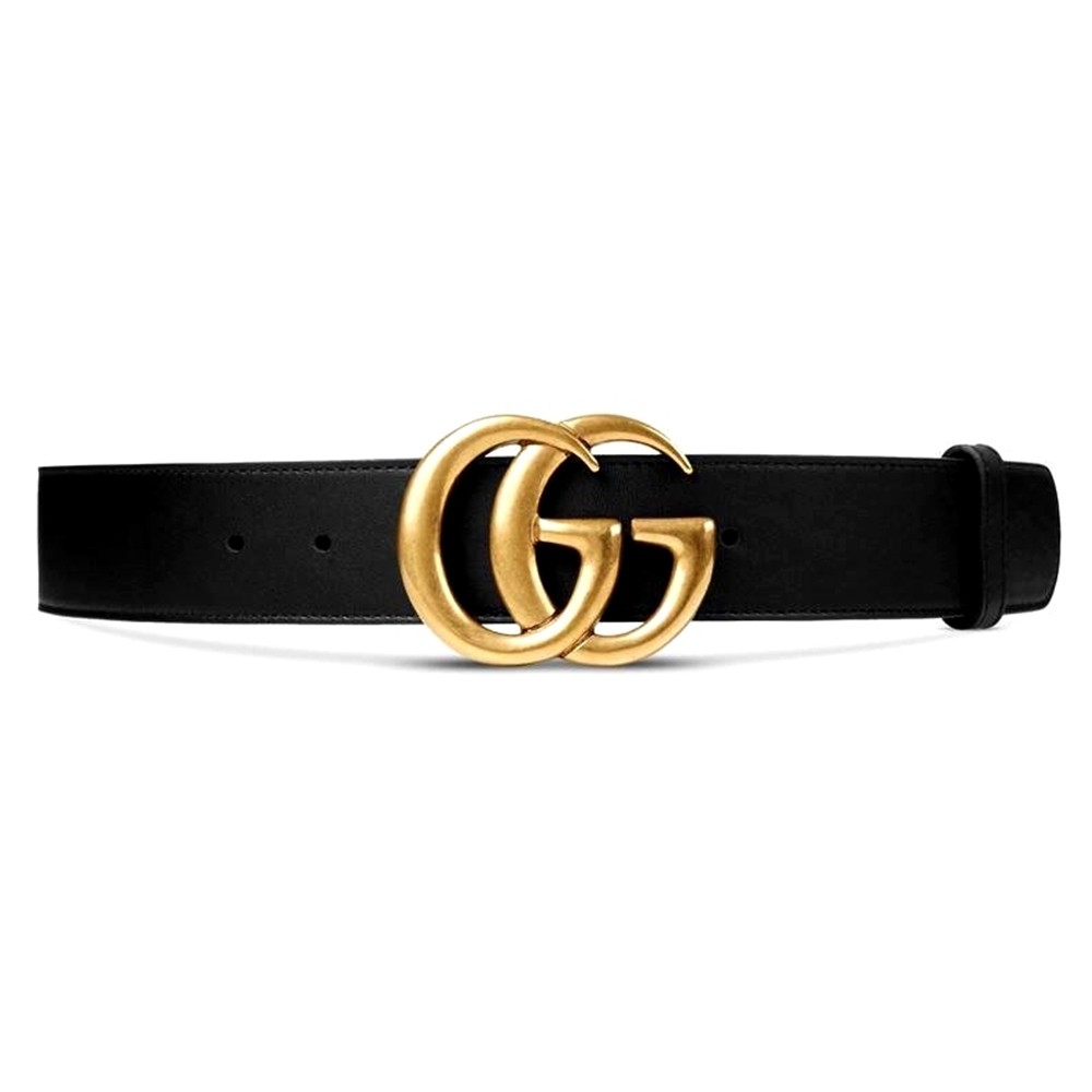 เข็มขัด GUCCI LEATHER BELT WITH DOUBLE G BUCKLE (BLACK) [397660AP00T100080]