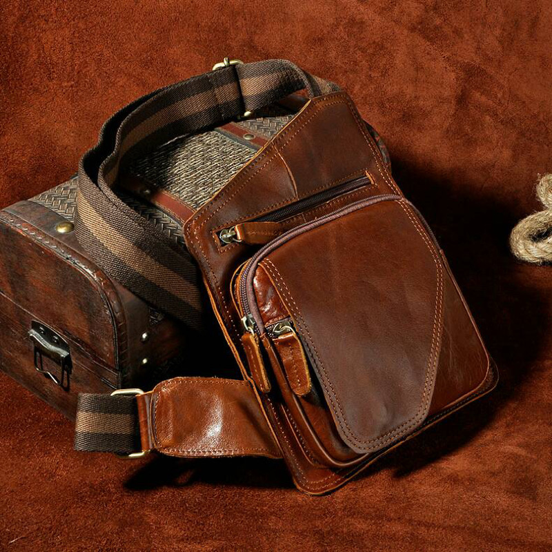 For You Leather LB32 กระเป๋าคาดอก ผู้ชาย หนังแท้ ทรงสี่เหลี่ยม LB32