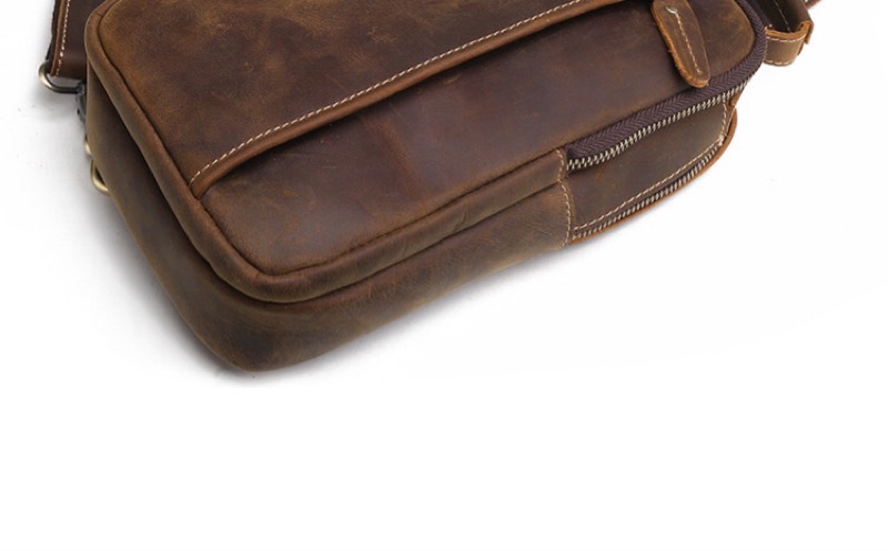 For You Leather LB95 กระเป๋าคาดอก ผู้ชาย หนังแท้ นูบัค (น้ำตาล) LB95