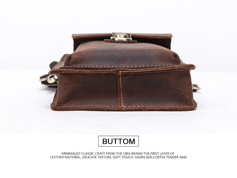 For You Leather LB27 กระเป๋าคาดเข็มขัด กระเป๋าใส่มือถือ กระเป๋าสะพายข้าง ใบเล็ก หนังแท้ (กาแฟ) LB27