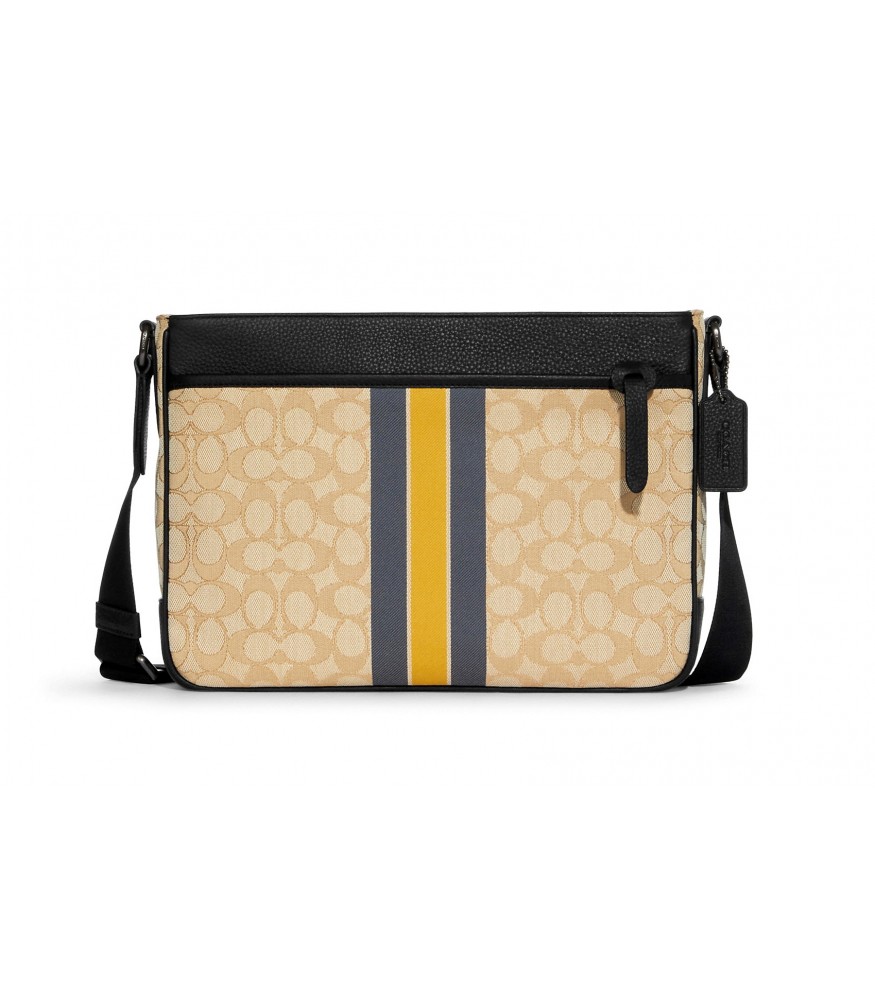 กระเป๋าสะพายข้าง COACH C9363 THOMPSON CROSSBODY IN SIGNATURE JACQUARD WITH VARSITY STRIPE (QBTTZ)[C9363QBTTZ]